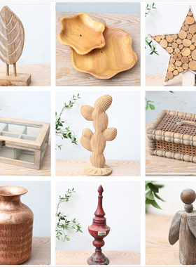 设计师款外贸复古家居庭院装饰品铁艺实木做旧杂货摆件工艺品孤品