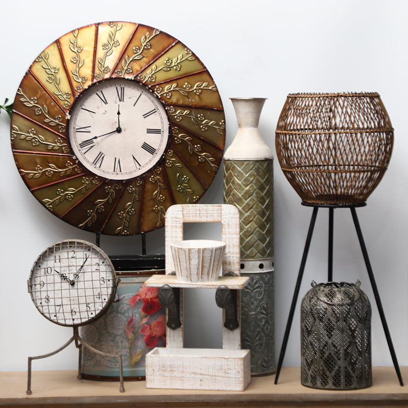 孤品集合--外贸复古家居庭院装饰品铁艺木质做旧工艺杂货桌面摆件