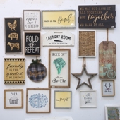 家居饰品仿古做旧木质装 孤品集合 美式 饰画挂牌壁挂壁饰创意壁画