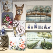 参加完展会拉回好几百幅手绘油画特价 花卉风景人物抽象都有 处理