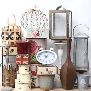 特价处理孤品--外贸复古家居装饰工艺品铁艺木质做旧杂货挂件摆件