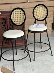 全新外贸原单 买一送一2张,法式乡村复古铁艺藤编沙发吧台椅吧凳
