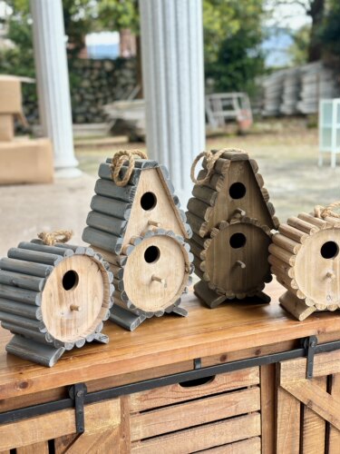 超特价！法式古堡风美式乡村实木复古鸟屋庭院花园装饰品小鸟别墅