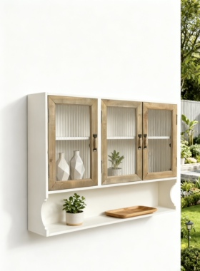 Zakka德国乡村风实木复古玻璃门壁柜挂柜吊柜娃娃柜多功能挂墙柜