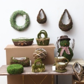 孤品大集合 饰手工编织苔藓藤草鸟窝花盆花器 外贸展会样品庭院装
