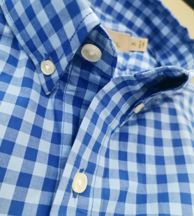 79美金美单2线R**nForest男士长袖衬衫纯棉府绸硅谷格子皮标外贸