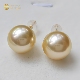 超大颗干枯玫瑰天然海水珍珠耳钉南洋金珠耳环18k金淡金正圆极光