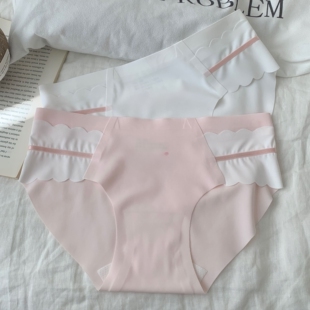 无痕冰丝内裤女中腰性感纯欲女士三角裤夏季生短裤女士内裤米色