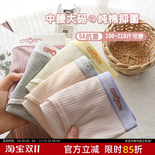 50支新疆棉抑菌档大码内裤女