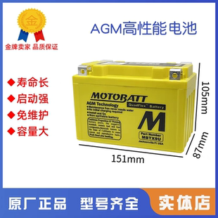 YT9-4 适用豪爵TR300 DL/DR250 DR300摩托车电瓶12V8AH蓄电池