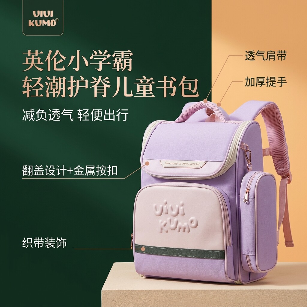 UIUI KUMO幼升小儿童书包减负护脊书包1-3年级男女三防承托书包