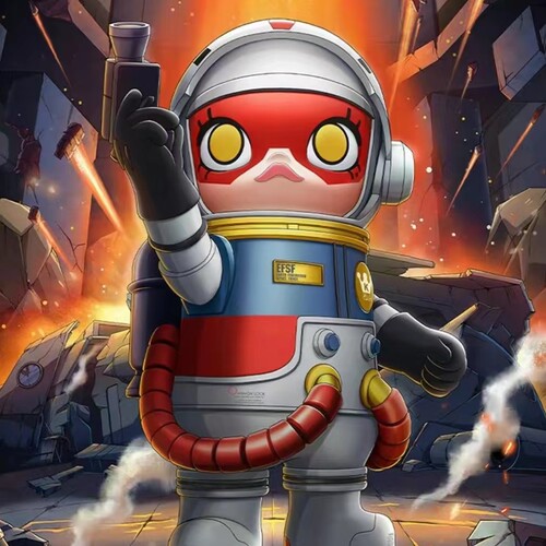 泡泡玛特SPACE MOLLY机动战士高达1000MEGA潮玩大娃手办摆件