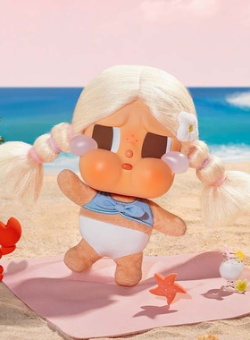 熊玩POPMART泡泡玛特CRYBABY哭娃VacationModeOn搪胶毛绒挂件盲盒