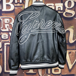 2025秋冬新款 刺绣真皮棒球服外套休闲夹克青年 头层小牛皮皮衣男士