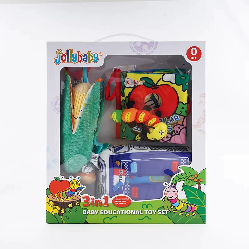 jollybaby新生儿礼盒布书早教婴儿撕不烂益智玩具1岁宝宝满月礼物