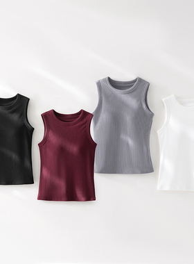 K975 秋冬2025新款女士圆领带胸垫一体宽肩百搭保暖修身打底背心