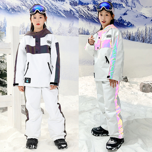 XXXsnow儿童单板滑雪服加棉单板雪裤 男童女童防水雪服套装