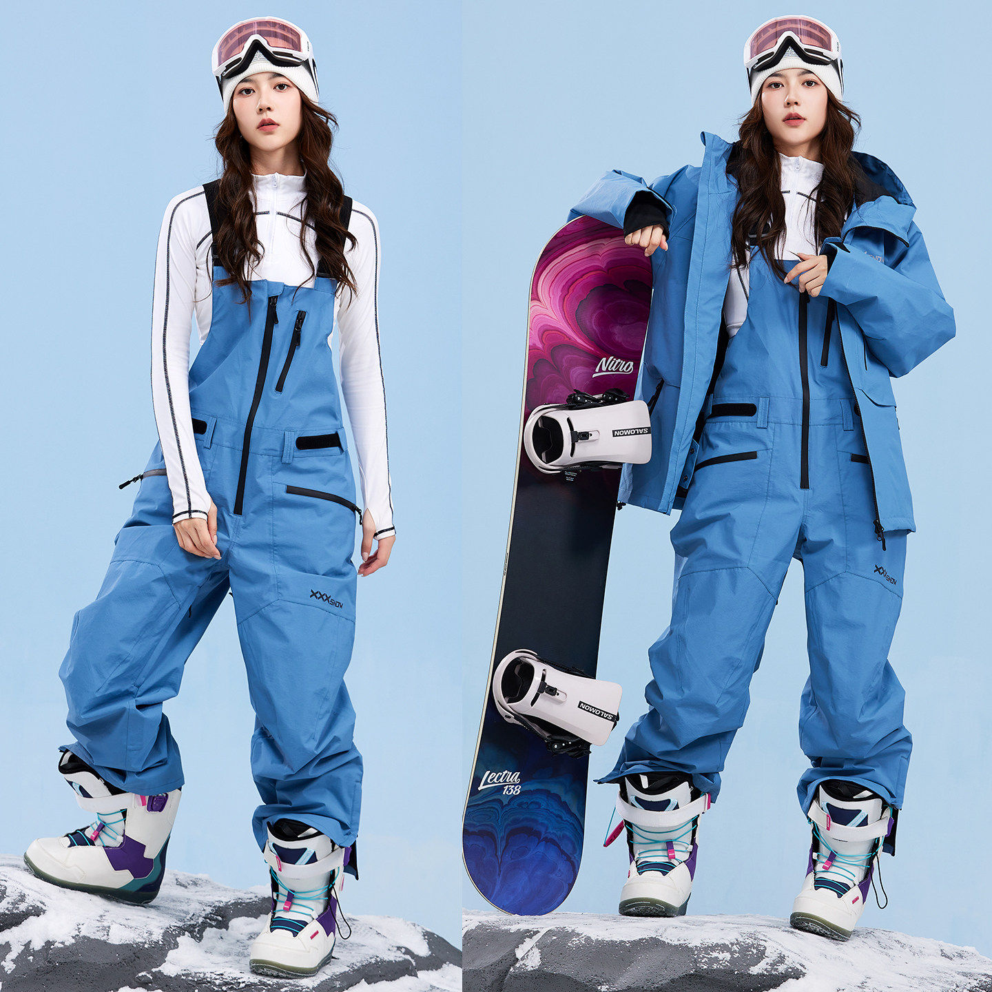 XXXsnow滑雪背带裤女防水压胶3L加厚保暖男宽松单板雪服雪裤