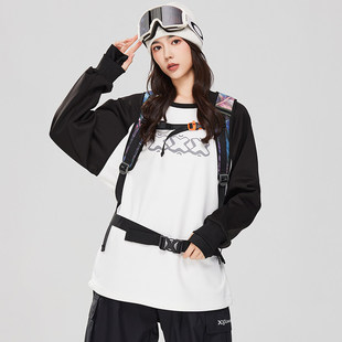 XXXsnow单板滑雪卫衣女防水加厚保暖内搭加绒帽衫男双板套头内胆