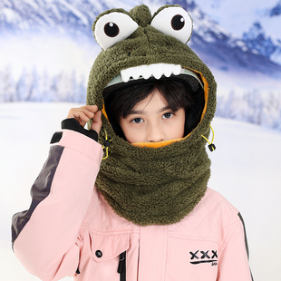 XXXsnow儿童卡通滑雪头盔套单板雪盔帽风雪帽加绒保暖护脸头套