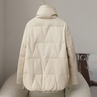 2025秋冬新款绵羊皮羽绒服女短款鹅绒加厚保暖外套海宁真皮羽绒服