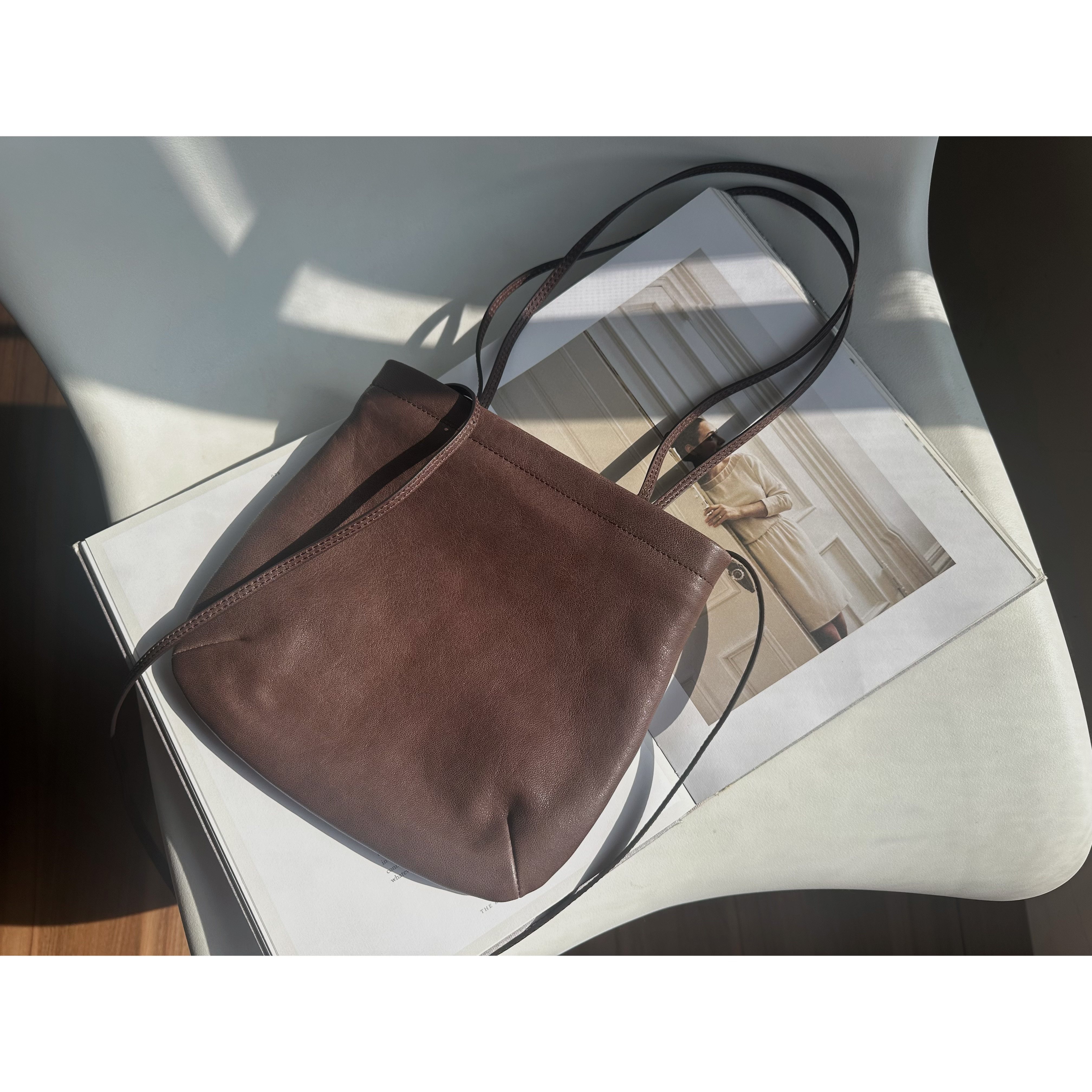 复古简约百搭头层植鞣羊皮 vintage风信封包墩墩包单肩斜挎包女包