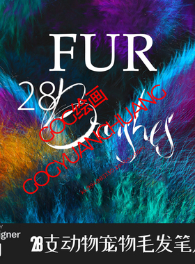 AD笔刷28支宠物毛发动物皮毛可爱毛茸茸affinity designer绘画D66