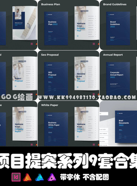 Indesign/Affinity模板8套公司简介商业计划建议SEO汇报提案手册