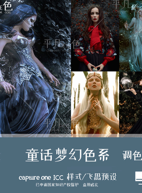capture one样式 棚拍梦幻童话时尚冷色调色滤镜 c1飞思预设CO694