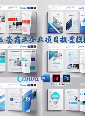 Indesign/PS/Word/Canva模板6套A4 企业简介项目商业提案营销画册