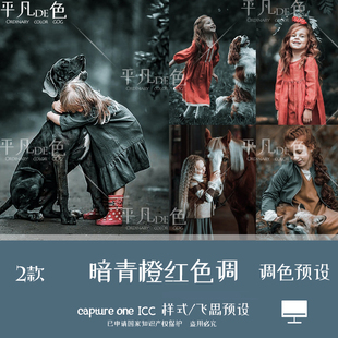 capture one样式 暗青橙红色调儿童人像调色滤镜 C1飞思预设CO955