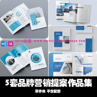 Indesign模板5套竖版品牌营销创意项目提案作品集Word画册A4杂志