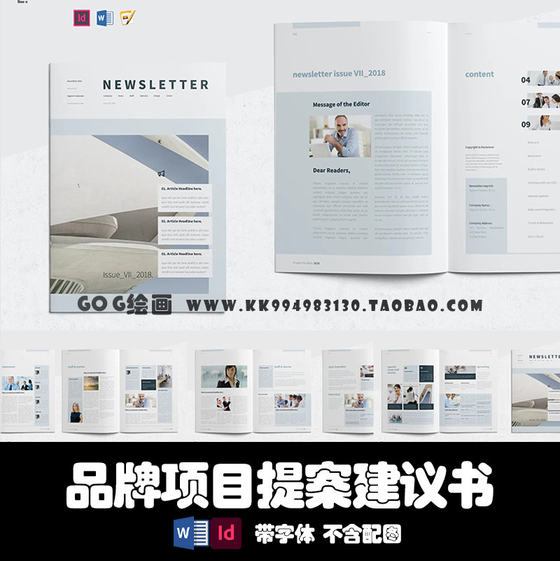 Indesign/Word模板16页企业品牌项目通讯年报VI提案手册ID画册PDF_虎窝淘