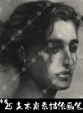 Krita5专用笔刷25支木炭笔肖像人像素描勾线起稿笔草图写实绘画笔