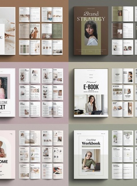 Indesign模板6套A4 公司品牌策划略项目包装展示营销投资ID手画册
