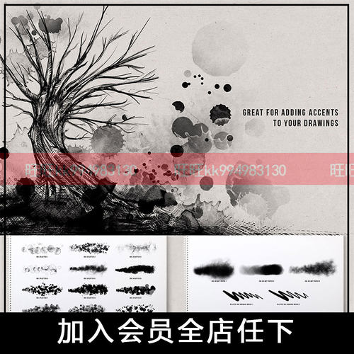 大师级画板Procreate笔刷 17只手绘飞溅墨点墨迹水墨iPad晕染177