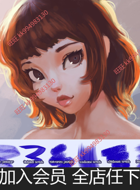 Clip Studio Paint笔刷 手绘厚涂平涂扁平绘画水粉画笔素材CSP10