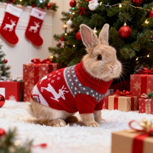 宠物兔子专用毛衣冬季保暖背心过冬圣诞过年喜庆侏儒兔垂耳兔幼兔