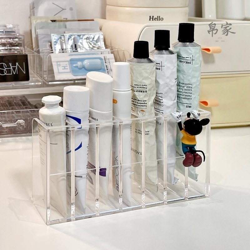 桌面护手霜收纳盒小样亚克力透明梳妆台洗面奶护肤品化妆品置物架