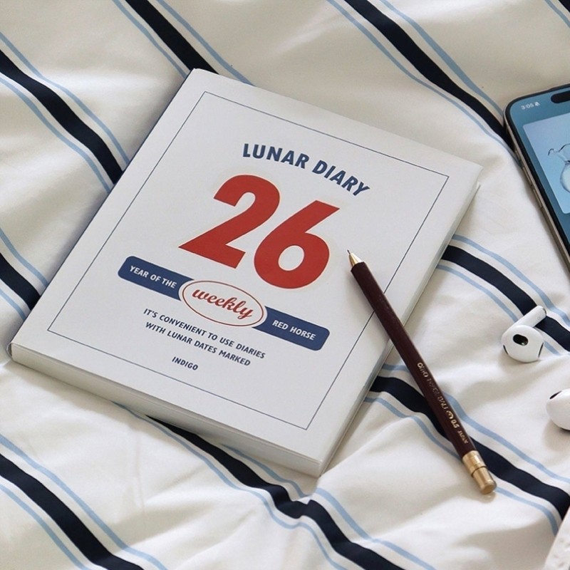 韩系indigo马年2026年周计划日程本简约复古横线记事手账本笔记本,文具电教/文化用品/商务用品,手帐/日程本/计划本,淘宝优惠券,粉丝福利购,淘宝优惠卷