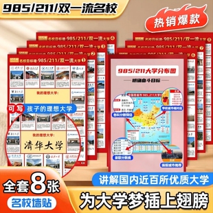 名校目标墙贴中国名牌大学激励榜全国985和211大学介绍名校目标墙