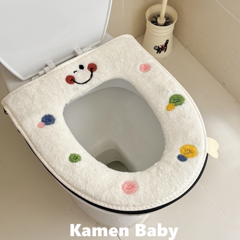 马桶垫家用厕所坐垫可爱毛绒垫圈新款拉链防水坐便垫女加厚马桶套