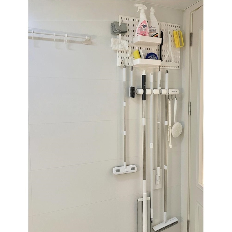 浴室门后置物架卫生间厕所收纳挂钩夹缝壁挂式拖把整理架