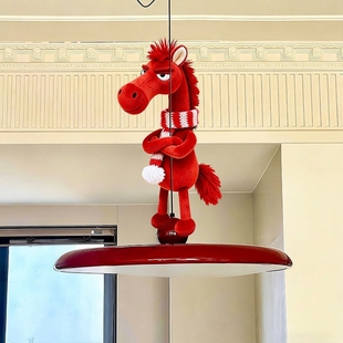 新年马年装饰挂件贺年门挂红色小马挂件吊灯装饰玩偶包挂门把手套