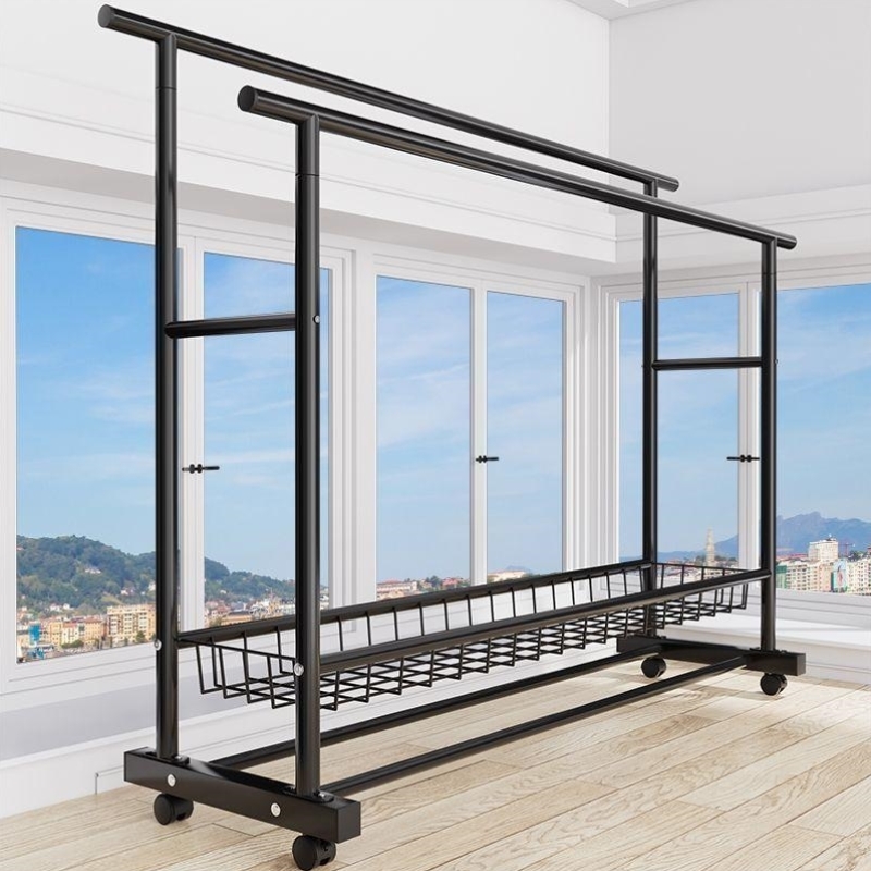 特粗双杆移动宿舍衣帽架特厚衣架落地立式家用卧室阳台挂衣架简约