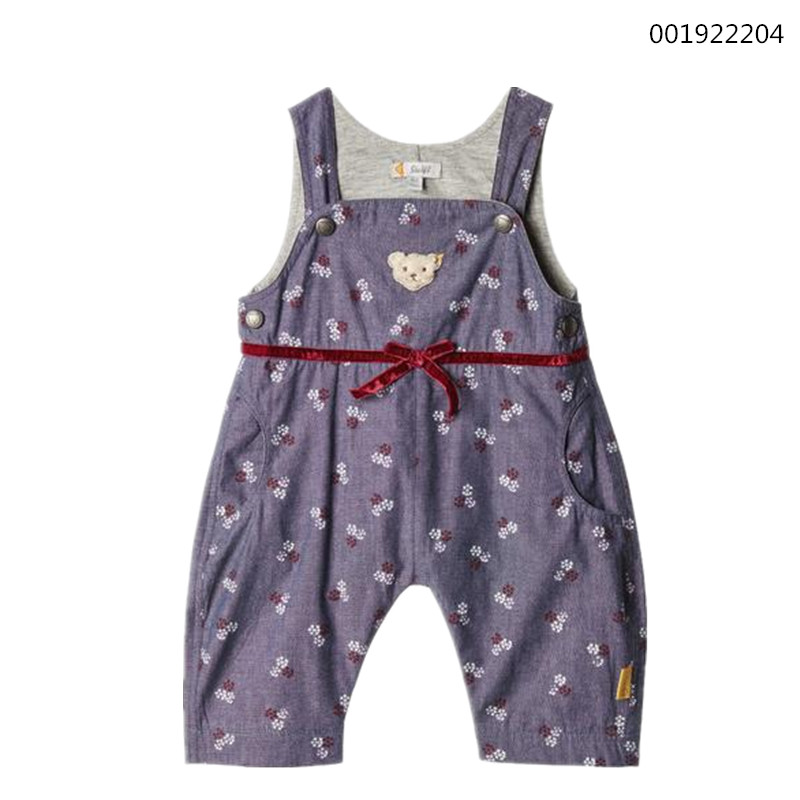 steiff 德国品牌 女宝宝梭织双层休闲背带裤春秋