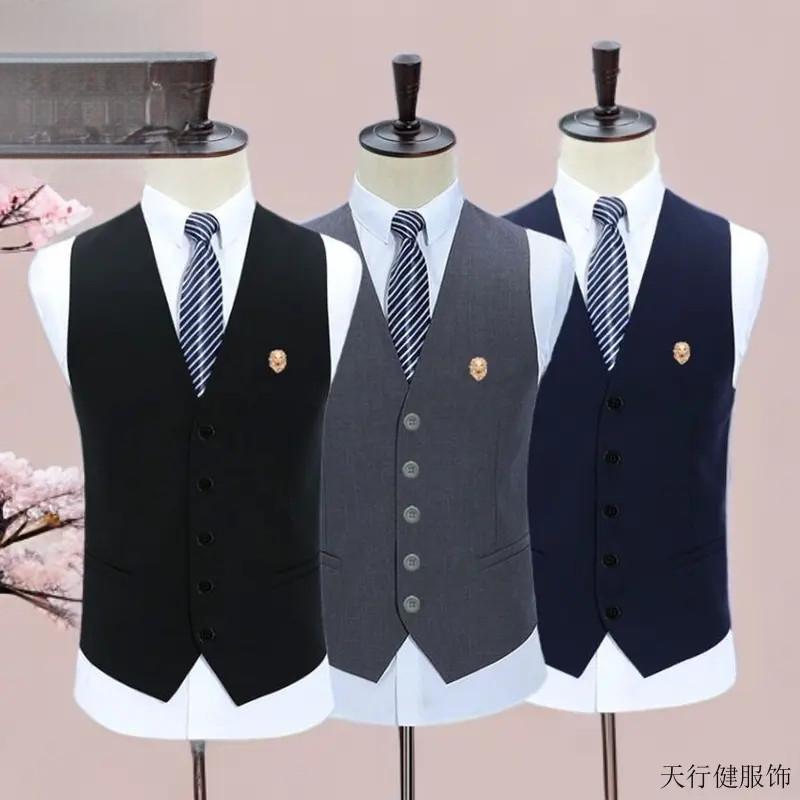 春秋韩版潮修身西装马甲男男士英伦西服背心休闲职业马夹伴郎马甲