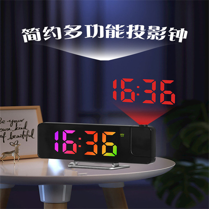 网红爆款投影钟智能夜光数字大屏幕静音投射创意多功能电子闹钟表