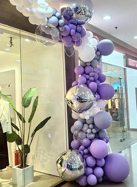 母亲节商场门店商铺520紫色气球链拱门活动气氛装饰布置汽球立柱