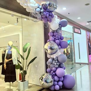 母亲节商场门店商铺520紫色气球链拱门活动气氛装饰布置汽球立柱